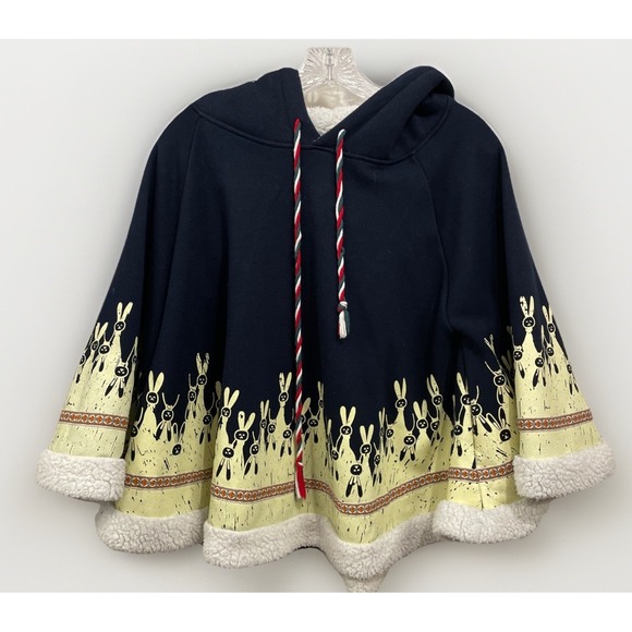 Yue Ran Japanese Kawaii Rabbit Ear Hooded Loose Poncho Juniors Size Small Fleece - Picture 1 of 8